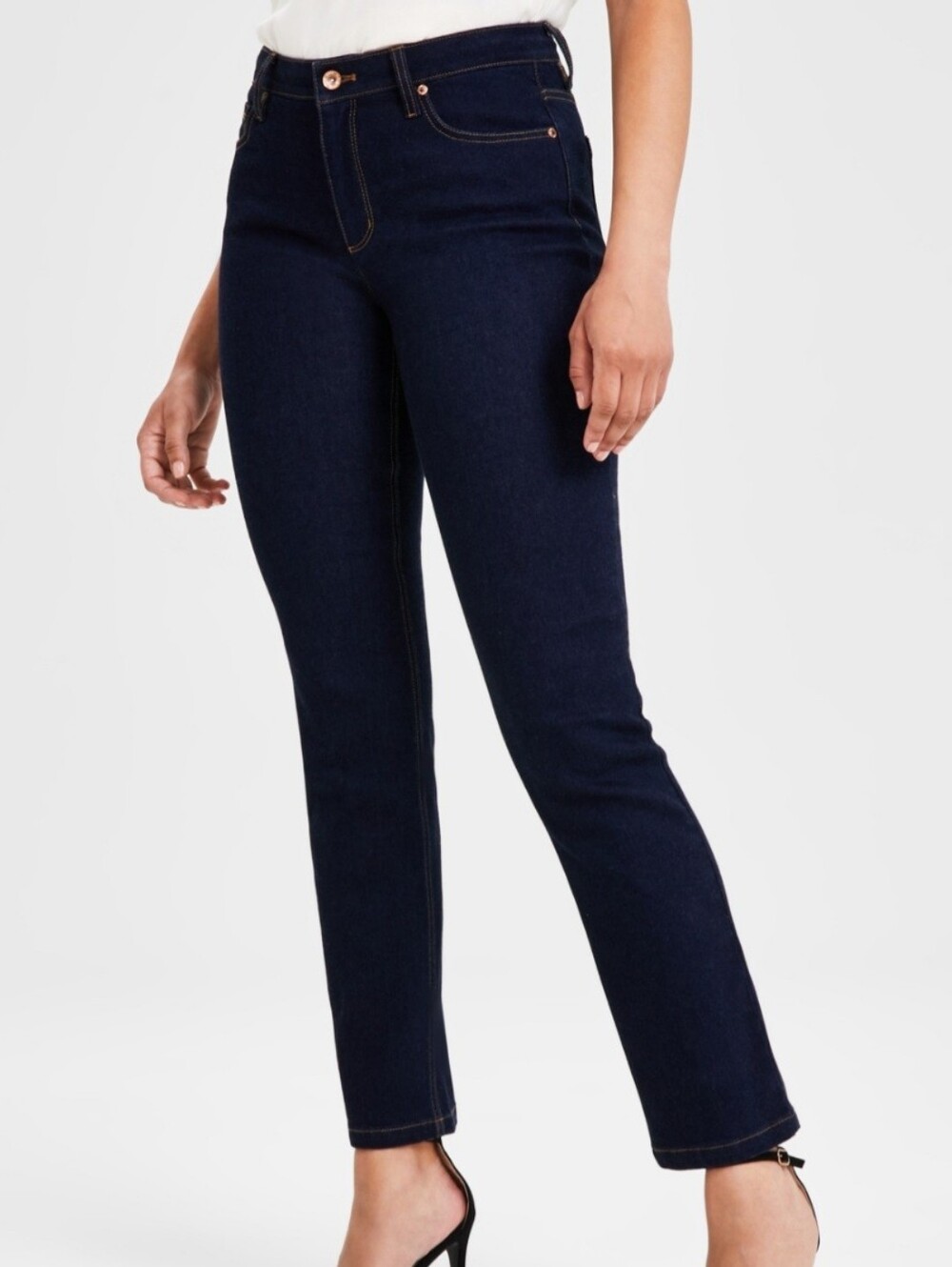 Anne Klein Size 16 Women's Straight Leg Dark Blue Jeans NWOT
